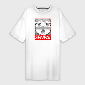 Платье-футболка хлопок с принтом SENPAI ,  |  | ahegao | anime | japan | manga | sempai | senpai | аниме | ахегао | лицо | манга | семпай | сенпай | япония