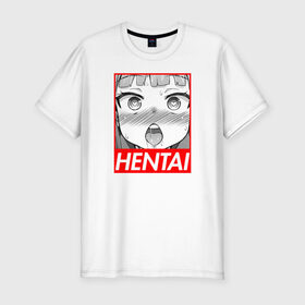 Мужская футболка премиум с принтом HENTAI , 92% хлопок, 8% лайкра | приталенный силуэт, круглый вырез ворота, длина до линии бедра, короткий рукав | Тематика изображения на принте: ahegao | anime | japan | manga | sempai | senpai | аниме | ахегао | лицо | манга | семпай | сенпай | япония