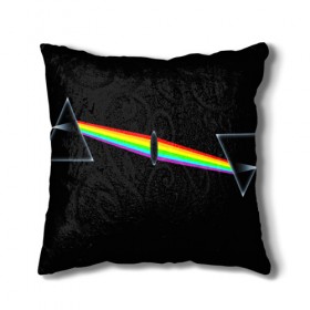 Подушка 3D с принтом PINK FLOYD , наволочка – 100% полиэстер, наполнитель – холлофайбер (легкий наполнитель, не вызывает аллергию). | состоит из подушки и наволочки. Наволочка на молнии, легко снимается для стирки | music | pink floyd | the dark side of the moon | космос | луна | музыка | пинк флойд | призма | рок | треугольник | триангулярная призма