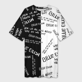 Платье-футболка 3D с принтом BILLIE EILISH   Where Do We Go ,  |  | all | asleep | bad | bellyache | billie | blohsh | dont | eilish | eyes | fall | guy | logo | music | ocean | singer | smile | when | айлиш | били | билли | бэрд | лого | музыка | пайрат | певица | символ | эйлиш