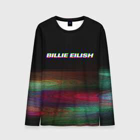 Мужской лонгслив 3D с принтом BILLIE EILISH (Glitch) , 100% полиэстер | длинные рукава, круглый вырез горловины, полуприлегающий силуэт | 