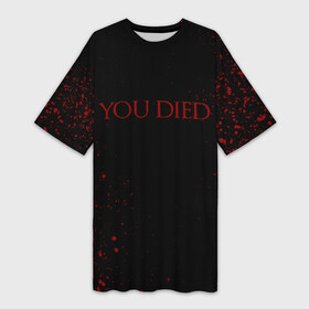 Платье-футболка 3D с принтом DARK SOULS | YOU DIED | ТЫ УМЕР ,  |  | dark souls | game | knight | praise the sun | дарк соулс | игры | рыцарь | темные души