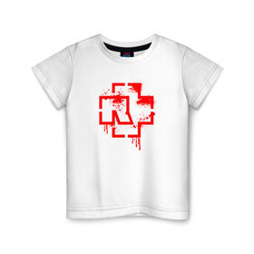 Детская футболка хлопок с принтом RAMMSTEIN (+НА СПИНЕ) , 100% хлопок | круглый вырез горловины, полуприлегающий силуэт, длина до линии бедер | Тематика изображения на принте: rammstein | рамштайн
