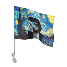 Флаг для автомобиля с принтом Марла на картине Ван Гога , 100% полиэстер | Размер: 30*21 см | ван гог | вангог | звездная ночь | картина | марла | марла сингер | модернизм | постмодерн | художник | экспонат | экспрессионизм