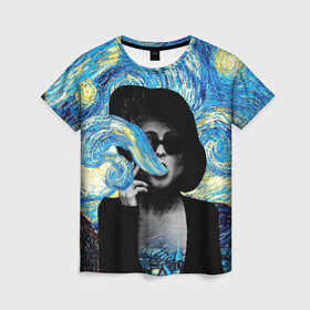 Женская футболка 3D с принтом Марла на картине Ван Гога , 100% полиэфир ( синтетическое хлопкоподобное полотно) | прямой крой, круглый вырез горловины, длина до линии бедер | ван гог | вангог | звездная ночь | картина | марла | марла сингер | модернизм | постмодерн | художник | экспонат | экспрессионизм