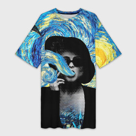 Платье-футболка 3D с принтом Марла на картине Ван Гога ,  |  | ван гог | вангог | звездная ночь | картина | марла | марла сингер | модернизм | постмодерн | художник | экспонат | экспрессионизм