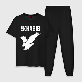 Мужская пижама хлопок с принтом Team Khabib , 100% хлопок | брюки и футболка прямого кроя, без карманов, на брюках мягкая резинка на поясе и по низу штанин
 | 242 | 7 | abudhabi | aka | eagle | eagles | khabib | mma | poirier | sep | september | team | ufc | vs | абу даби | дастин | нурмагомедов | орел | порье | пуарье | сентябрь | хабиб