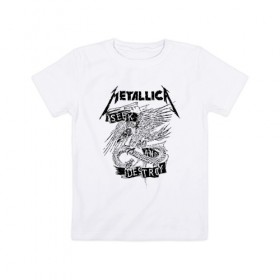 Детская футболка хлопок с принтом Metallica , 100% хлопок | круглый вырез горловины, полуприлегающий силуэт, длина до линии бедер | Тематика изображения на принте: metalica | metallica | группа | джеймс хэтфилд | кирк хэмметт | ларс ульрих | метал | металика | металлика | миталика | музыка | роберт трухильо | рок | трэш | трэшметал | хард | хеви