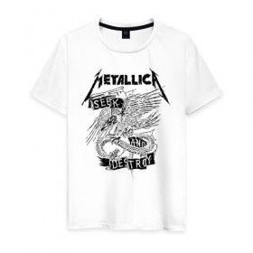 Мужская футболка хлопок с принтом Metallica , 100% хлопок | прямой крой, круглый вырез горловины, длина до линии бедер, слегка спущенное плечо. | metalica | metallica | группа | джеймс хэтфилд | кирк хэмметт | ларс ульрих | метал | металика | металлика | миталика | музыка | роберт трухильо | рок | трэш | трэшметал | хард | хеви