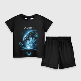 Детский костюм с шортами 3D с принтом ALIEN ,  |  | alien | aliens | art | vs | триллер | ужасы | фантастика | чужой