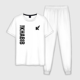 Мужская пижама хлопок с принтом Team Khabib , 100% хлопок | брюки и футболка прямого кроя, без карманов, на брюках мягкая резинка на поясе и по низу штанин
 | Тематика изображения на принте: 
