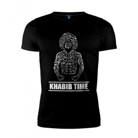 Мужская футболка премиум с принтом Khabib Time , 92% хлопок, 8% лайкра | приталенный силуэт, круглый вырез ворота, длина до линии бедра, короткий рукав | Тематика изображения на принте: 
