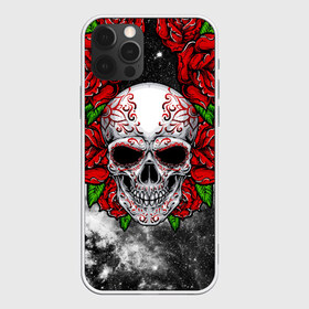 Чехол для iPhone 12 Pro Max с принтом Skull and Roses , Силикон |  | Тематика изображения на принте: flowers | muertos | roses | skull | space | tribal | звезды | космос | лепестки | муэртос | розы | трайбл | цветы | череп