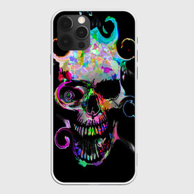 Чехол для iPhone 12 Pro Max с принтом ЧЕРЕП В КРАССКАХ , Силикон |  | abstract | abstraction | bones | fantasy | skull | голова | кости | скилет | череп