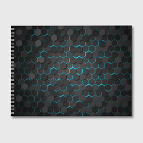 Альбом для рисования с принтом Turquoise Octagon , 100% бумага
 | матовая бумага, плотность 200 мг. | Тематика изображения на принте: octagon | бирюзовые соты | бирюзовый | неон | неоновые соты | октагон | соты