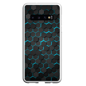 Чехол для Samsung Galaxy S10 с принтом Turquoise Octagon , Силикон | Область печати: задняя сторона чехла, без боковых панелей | octagon | бирюзовые соты | бирюзовый | неон | неоновые соты | октагон | соты