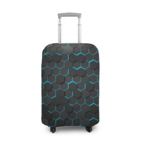 Чехол для чемодана 3D с принтом Turquoise Octagon , 86% полиэфир, 14% спандекс | двустороннее нанесение принта, прорези для ручек и колес | octagon | бирюзовые соты | бирюзовый | неон | неоновые соты | октагон | соты