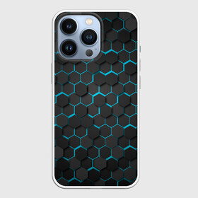 Чехол для iPhone 13 Pro с принтом Turquoise Octagon ,  |  | octagon | бирюзовые соты | бирюзовый | неон | неоновые соты | октагон | соты