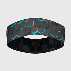 Повязка на голову 3D с принтом Turquoise Octagon ,  |  | octagon | бирюзовые соты | бирюзовый | неон | неоновые соты | октагон | соты