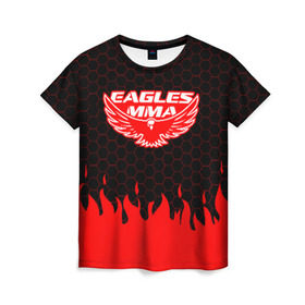 Женская футболка 3D с принтом EAGLES MMA ХАБИБ , 100% полиэфир ( синтетическое хлопкоподобное полотно) | прямой крой, круглый вырез горловины, длина до линии бедер | eagles mma | khabib | khabib nurmagomedov | mma | мма | хабиб | хабиб нурмагомедов