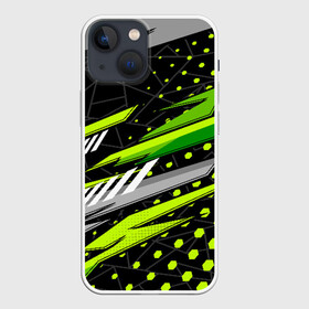 Чехол для iPhone 13 mini с принтом Black and Green ,  |  | Тематика изображения на принте: texture | абстракция | граффити | краски | линии | текстура | уличный стиль | яркая