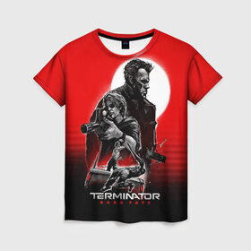Женская футболка 3D с принтом Terminator: Dark Fate , 100% полиэфир ( синтетическое хлопкоподобное полотно) | прямой крой, круглый вырез горловины, длина до линии бедер | dark fate | sarah j. connor | t 800 | terminator | восстание машин | киборг | сара коннор | темные судьбы | терминатор