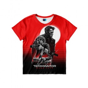 Детская футболка 3D с принтом Terminator: Dark Fate , 100% гипоаллергенный полиэфир | прямой крой, круглый вырез горловины, длина до линии бедер, чуть спущенное плечо, ткань немного тянется | dark fate | sarah j. connor | t 800 | terminator | восстание машин | киборг | сара коннор | темные судьбы | терминатор