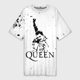 Платье-футболка 3D с принтом Queen ,  |  | Тематика изображения на принте: paul rodgers | queen | quen | брайан мэй | глэм | группа | джон дикон | квин | королева | куин | меркури | меркьюри | мэркури | поп | роджер тейлор | рок | фредди | фреди | хард | хардрок