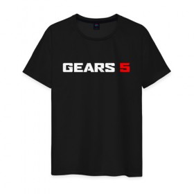 Мужская футболка хлопок с принтом GEARS 5 , 100% хлопок | прямой крой, круглый вырез горловины, длина до линии бедер, слегка спущенное плечо. | gears | gears 5 | gears of war | gears of war 5 | шестерёнки