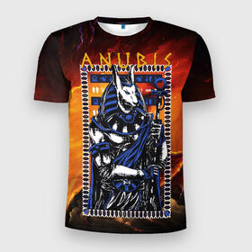 Мужская футболка 3D спортивная с принтом Anubis - the god of death , 100% полиэстер с улучшенными характеристиками | приталенный силуэт, круглая горловина, широкие плечи, сужается к линии бедра | 