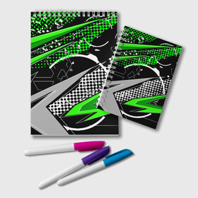 Блокнот с принтом Black and Green , 100% бумага | 48 листов, плотность листов — 60 г/м2, плотность картонной обложки — 250 г/м2. Листы скреплены удобной пружинной спиралью. Цвет линий — светло-серый
 | texture | абстракция | граффити | краски | линии | текстура | уличный стиль | яркая