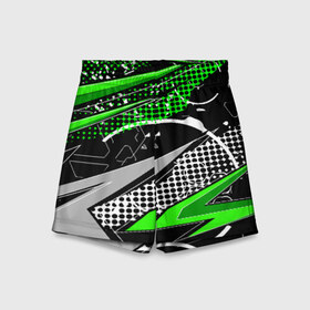 Детские спортивные шорты 3D с принтом Black and Green ,  100% полиэстер
 | пояс оформлен широкой мягкой резинкой, ткань тянется
 | Тематика изображения на принте: texture | абстракция | граффити | краски | линии | текстура | уличный стиль | яркая