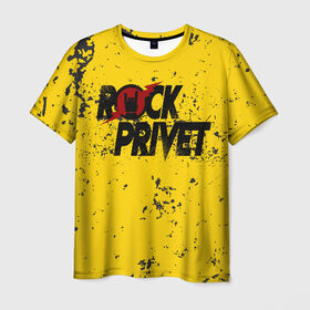 Мужская футболка 3D с принтом Rock Privet , 100% полиэфир | прямой крой, круглый вырез горловины, длина до линии бедер | rock | rock privet | рок. рок привет