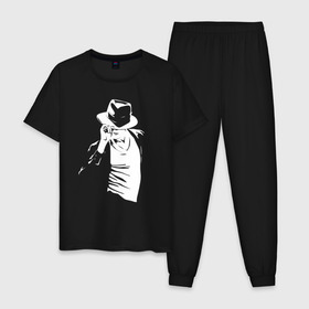 Мужская пижама хлопок с принтом Майкл Джексон , 100% хлопок | брюки и футболка прямого кроя, без карманов, на брюках мягкая резинка на поясе и по низу штанин
 | michael jackson | артист | майкл джексон | музыка | поп | рок