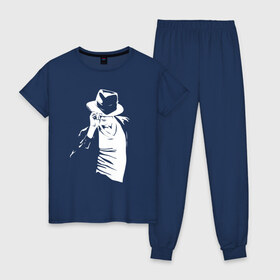 Женская пижама хлопок с принтом Майкл Джексон , 100% хлопок | брюки и футболка прямого кроя, без карманов, на брюках мягкая резинка на поясе и по низу штанин | michael jackson | артист | майкл джексон | музыка | поп | рок