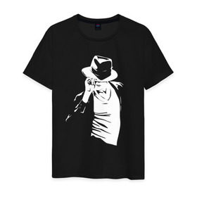 Мужская футболка хлопок с принтом Майкл Джексон , 100% хлопок | прямой крой, круглый вырез горловины, длина до линии бедер, слегка спущенное плечо. | Тематика изображения на принте: michael jackson | артист | майкл джексон | музыка | поп | рок