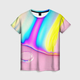 Женская футболка 3D с принтом RAINBOW COLOR , 100% полиэфир ( синтетическое хлопкоподобное полотно) | прямой крой, круглый вырез горловины, длина до линии бедер | abstract | abstraction | color | geometry | paitnt | psy | абстракция | геометрия | краски | неоновые | психоделика