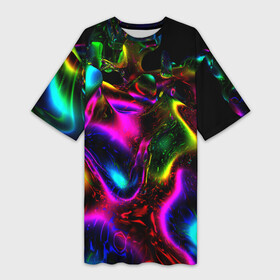 Платье-футболка 3D с принтом В НЕОНЕ ,  |  | Тематика изображения на принте: abstract | abstraction | color | geometry | paitnt | psy | абстракция | геометрия | краски | неоновые | психоделика