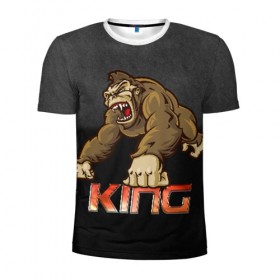 Мужская футболка 3D спортивная с принтом King , 100% полиэстер с улучшенными характеристиками | приталенный силуэт, круглая горловина, широкие плечи, сужается к линии бедра | 