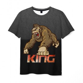 Мужская футболка 3D с принтом King , 100% полиэфир | прямой крой, круглый вырез горловины, длина до линии бедер | 