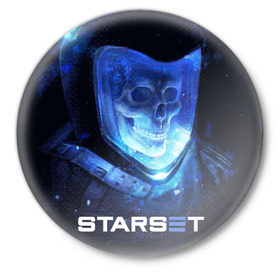 Значок с принтом Starset ,  металл | круглая форма, металлическая застежка в виде булавки | Тематика изображения на принте: logo | rock | starset | лого | рок | старсет