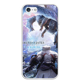 Чехол для iPhone 5/5S матовый с принтом Monster Hunter World Iceborn , Силикон | Область печати: задняя сторона чехла, без боковых панелей | Тематика изображения на принте: hunter | iceborn | monster | world | айсборн | ворлд | монстр | хантер