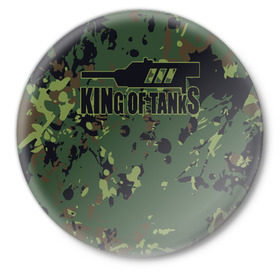 Значок с принтом KING OF TANKS ,  металл | круглая форма, металлическая застежка в виде булавки | Тематика изображения на принте: 