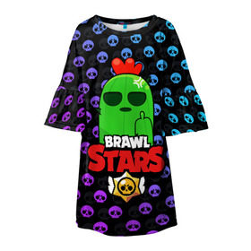 Детское платье 3D с принтом Brawl Stars , 100% полиэстер | прямой силуэт, чуть расширенный к низу. Круглая горловина, на рукавах — воланы | brawl | brawl stars | stars | бравл | бравл старс | браво старс | игра | компьютерная | онлайн | старс