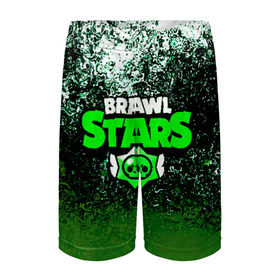 Детские спортивные шорты 3D с принтом BRAWL STARS LEON ,  100% полиэстер
 | пояс оформлен широкой мягкой резинкой, ткань тянется
 | Тематика изображения на принте: android | brawl stars | games | mobile game | stars | игры | мобильные игры