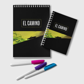 Блокнот с принтом EL CAMINO , 100% бумага | 48 листов, плотность листов — 60 г/м2, плотность картонной обложки — 250 г/м2. Листы скреплены удобной пружинной спиралью. Цвет линий — светло-серый
 | bad | breaking | camino | chevrolet | el camino | elcamino | heisenberg | movie | netflix | walter | white | брейкинг | бэд | во все | камино | нетфликс | тяжкие | уайт | уолтер | шевроле | эль