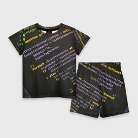 Детский костюм с шортами 3D с принтом ПРОГРАММНЫЙ КОД ,  |  | hugo weaving | pc | the matrix | код | компьютеры | матрица | матрица 4 | программист | программный код | цифры