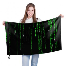 Флаг 3D с принтом МАТРИЦА КОДА , 100% полиэстер | плотность ткани — 95 г/м2, размер — 67 х 109 см. Принт наносится с одной стороны | hugo weaving | pc | the matrix | код | компьютеры | матрица | матрица 4 | программист | программный код | цифры