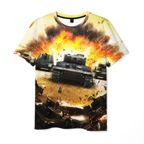 Мужская футболка 3D с принтом ТАНКИ , 100% полиэфир | прямой крой, круглый вырез горловины, длина до линии бедер | game | tank | war | боевой танк | война | выстрел | дым | игра | искры | огонь | пламя | танк | танкист | техника