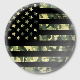 Значок с принтом American Flag Camo ,  металл | круглая форма, металлическая застежка в виде булавки | eagle | states | united | usa | армейские | армия | камуфляж | орел | служба | снайпер | соединенных | солдат | сша | форма | штатов